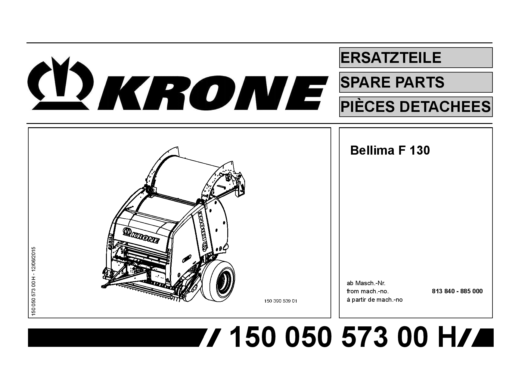 Krone Bellima_F130 Round Baler Parts manual catalog PDF Download