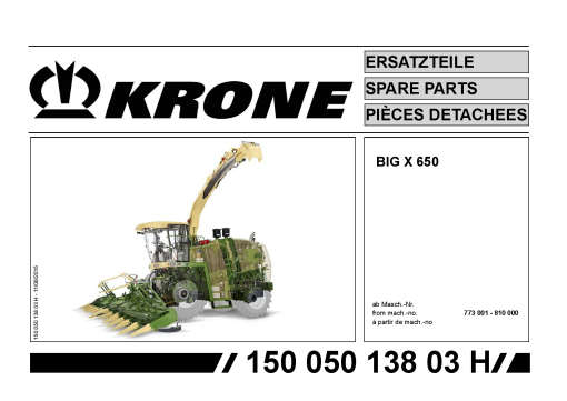 Krone BigX_650-1 Forage Harvester Parts manual catalog PDF Download