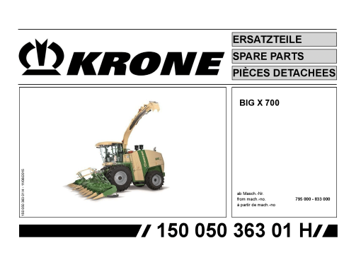 Krone BigX_700 Forage Harvester Parts manual catalog PDF Download