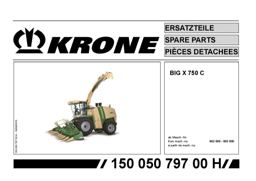 Krone BigX_750_C Forage Harvester Parts manual catalog PDF Download