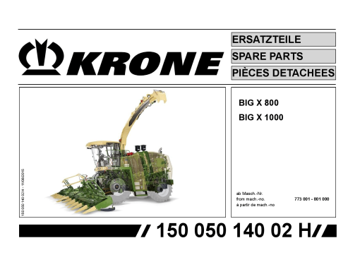 Krone BigX_800_1000 Forage Harvester Parts manual catalog PDF Download