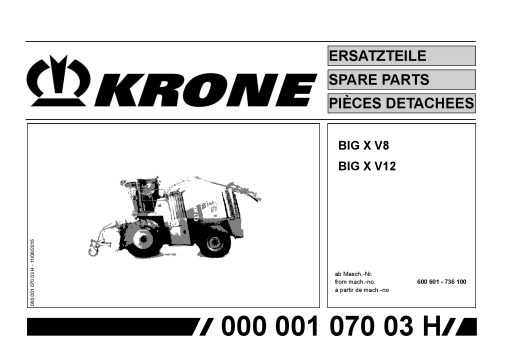 Krone BigX_V8_V12 Forage Harvester Parts manual catalog PDF Download