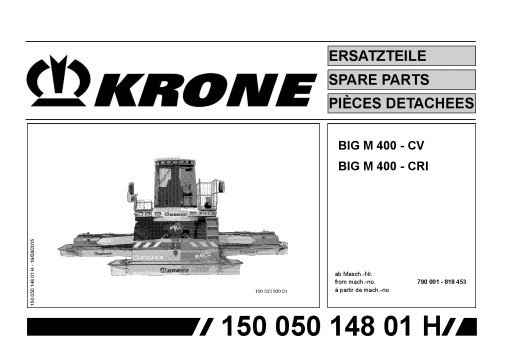 Krone Big_M_400_CV_CRI Self propelled mower Parts manual catalog PDF Download