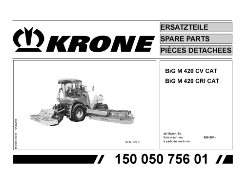 Krone Big_M_420_CV_CRI Self propelled mower Parts manual catalog PDF Download
