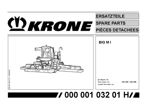 Krone Big_M_I Self propelled mower Parts manual catalog PDF Download