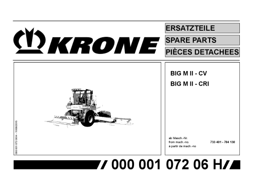 Krone Big_M_II_CV_CRI Self propelled mower Parts manual catalog PDF Download