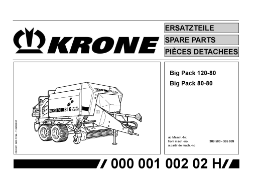Krone Big_Pack_120-80_80-80 Large square baler Parts manual catalog PDF Download