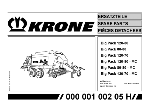 Krone Big_Pack_120-80_80-80_120-70 Large square baler Parts manual catalog PDF Download