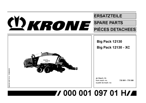 Krone Big_Pack_12130 Large square baler Parts manual catalog PDF Download