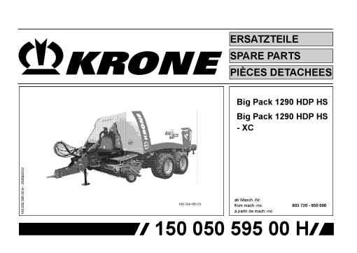 Krone Big_Pack_1290 Round Baler Parts manual catalog PDF Download