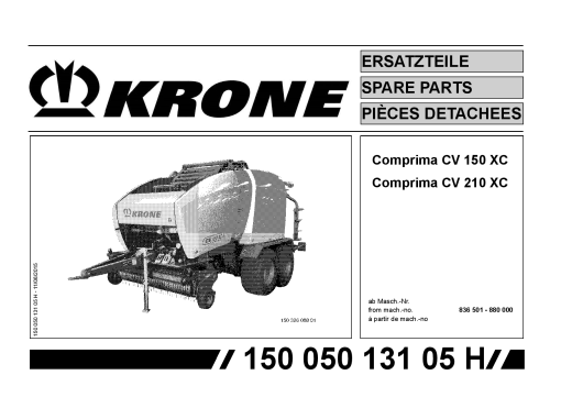 Krone Comprima_CV150_210 Round Baler Parts manual catalog PDF Download