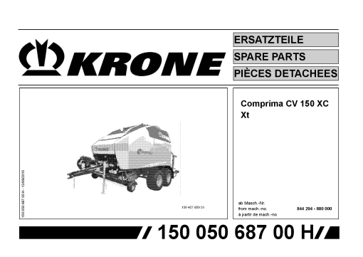 Krone Comprima_CV150_XC Round Baler Parts manual catalog PDF Download