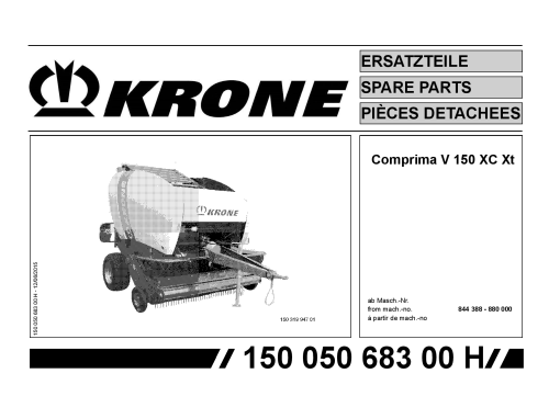 Krone Comprima_V150_XC Round Baler Parts manual catalog PDF Download