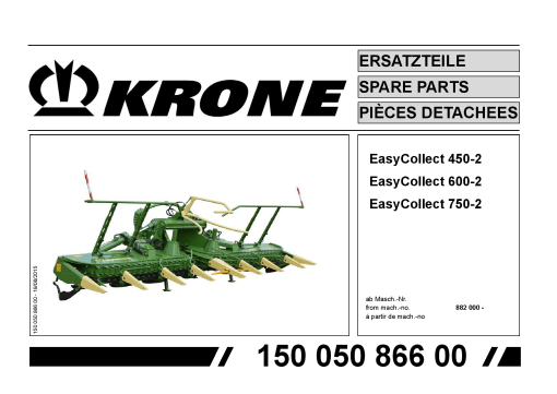 Krone EasyCollect_450-2_600-2_750-2 Forage Harvester Parts manual catalog PDF Download
