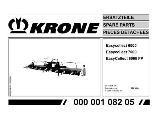 Krone EasyCollect_6000_7500 Forage Harvester Parts manual catalog PDF Download