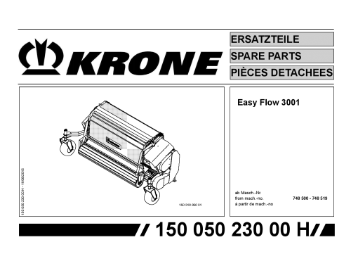 Krone EasyFlow_3001 Forage Harvester Parts manual catalog PDF Download
