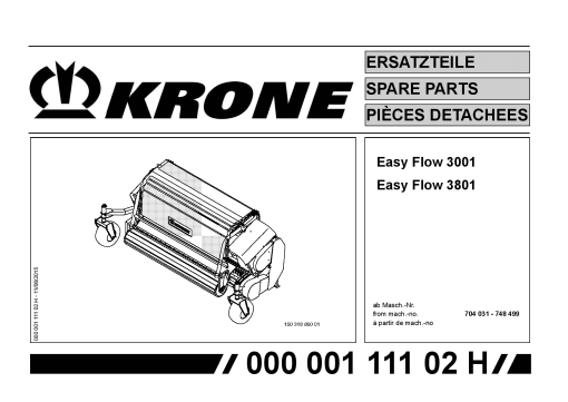 Krone EasyFlow_3001_3801 Forage Harvester Parts manual catalog PDF Download