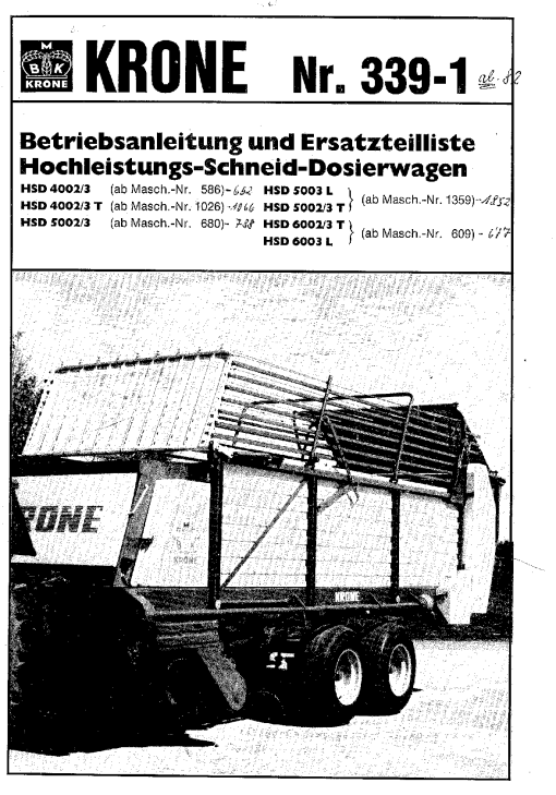 Krone HSD_4002-3_5002-3_5003_6002-3_6003 Forage Wagon Parts manual catalog PDF Download