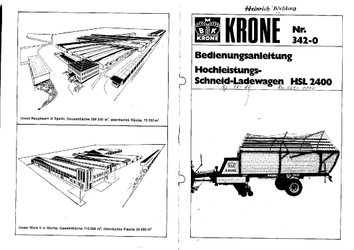 Krone HSL_2400 Forage Wagon Parts manual catalog PDF Download