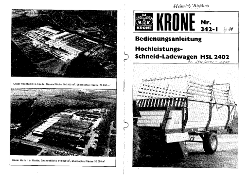 Krone HSL_2402 Forage Wagon Parts manual catalog PDF Download