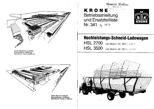 Krone HSL_2700_3500 Forage Wagon Parts manual catalog PDF Download