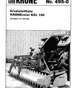 Krone KEL100 Rotary Harrows Parts manual catalog PDF Download