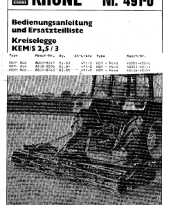 Krone KEM2.5-3 Rotary Harrows Parts manual catalog PDF Download