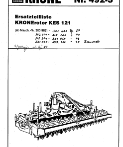 Krone KES121 Rotary Harrows Parts manual catalog PDF Download