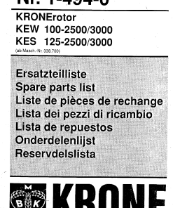 Krone KEW100-2500_3000.KES125-2500_3000 Rotary Harrows Parts manual catalog PDF Download