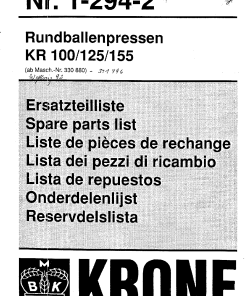 Krone KR_100_125_155 Round Baler Parts manual catalog PDF Download