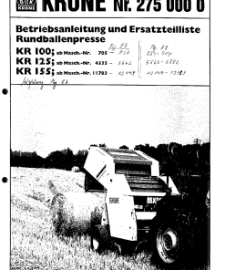 Krone KR_100_125_155_2 Round Baler Parts manual catalog PDF Download