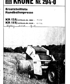 Krone KR_125_155 Round Baler Parts manual catalog PDF Download