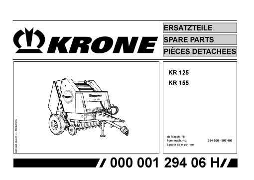 Krone KR_125_155_2 Round Baler Parts manual catalog PDF Download