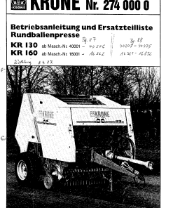 Krone KR_130_160_2 Round Baler Parts manual catalog PDF Download