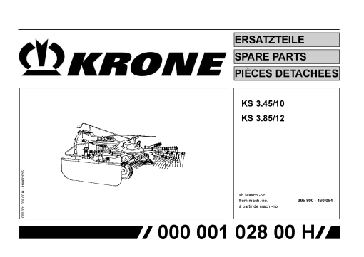 Krone KS3.45-10_3.85-12 Rotary Rake Parts manual catalog PDF Download