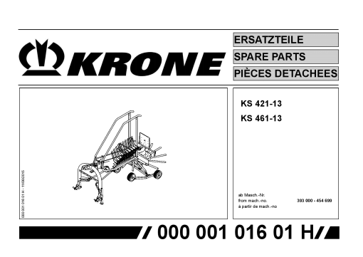 Krone KS421-13_461-13 Rotary Rake Parts manual catalog PDF Download