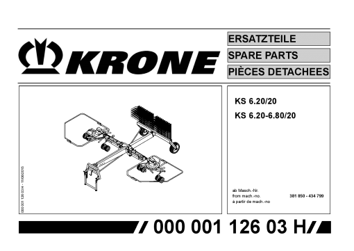 Krone KS6.20-20_6.80-20 Rotary Rake Parts manual catalog PDF Download