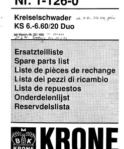 Krone KS6_6.60-20_Duo Rotary Rake Parts manual catalog PDF Download