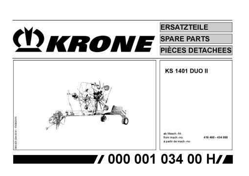 Krone KS_1401_Duo_II Rotary Rake Parts manual catalog PDF Download