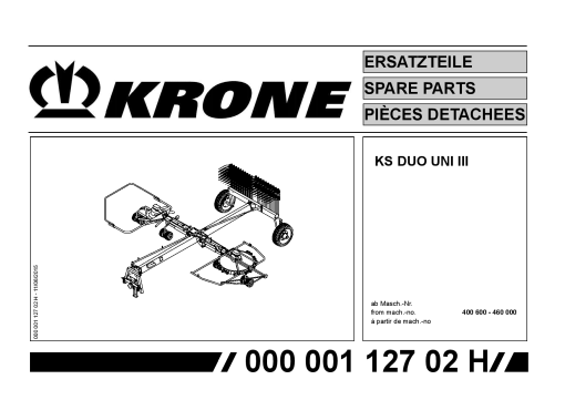 Krone KS_Duo_Uni_III Rotary Rake Parts manual catalog PDF Download