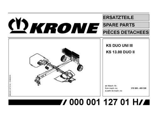 Krone KS_Duo_Uni_III_KS13.00_Duo_II Rotary Rake Parts manual catalog PDF Download