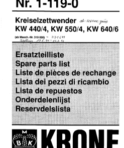 Krone KW4.40-4_5.50-4_6.40-6_1991 Rotary tedder Parts manual catalog PDF Download