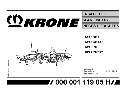 Krone KW4.60-4_5.50-4_6.70_7.70 Rotary tedder Parts manual catalog PDF Download