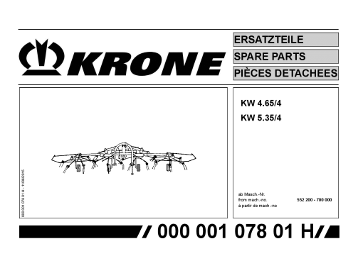 Krone KW4.65-4_5.35-4 Rotary tedder Parts manual catalog PDF Download