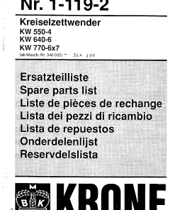 Krone KW5.50-4_6.40-6_7.70-6 Rotary tedder Parts manual catalog PDF Download