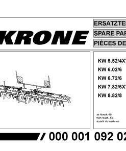 Krone KW5.52-4_6.02-6_6.72-6_7.82-6_8.82-8 Rotary tedder Parts manual catalog PDF Download
