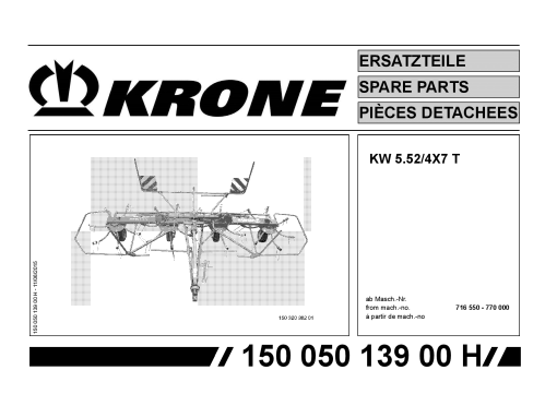 Krone KW5.52-4x7T Rotary tedder Parts manual catalog PDF Download