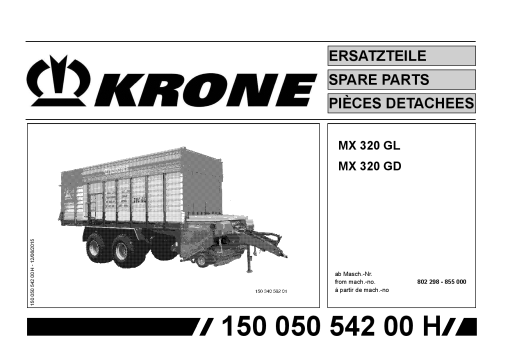 Krone MX_320_GL_GD Forage Wagon Parts manual catalog PDF Download
