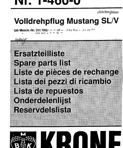 Krone Mustang_SL_V Ploughs Parts manual catalog PDF Download