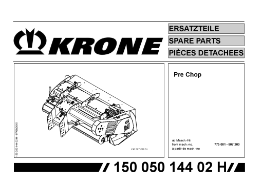 Krone Pre_Chop Large square baler Parts manual catalog PDF Download